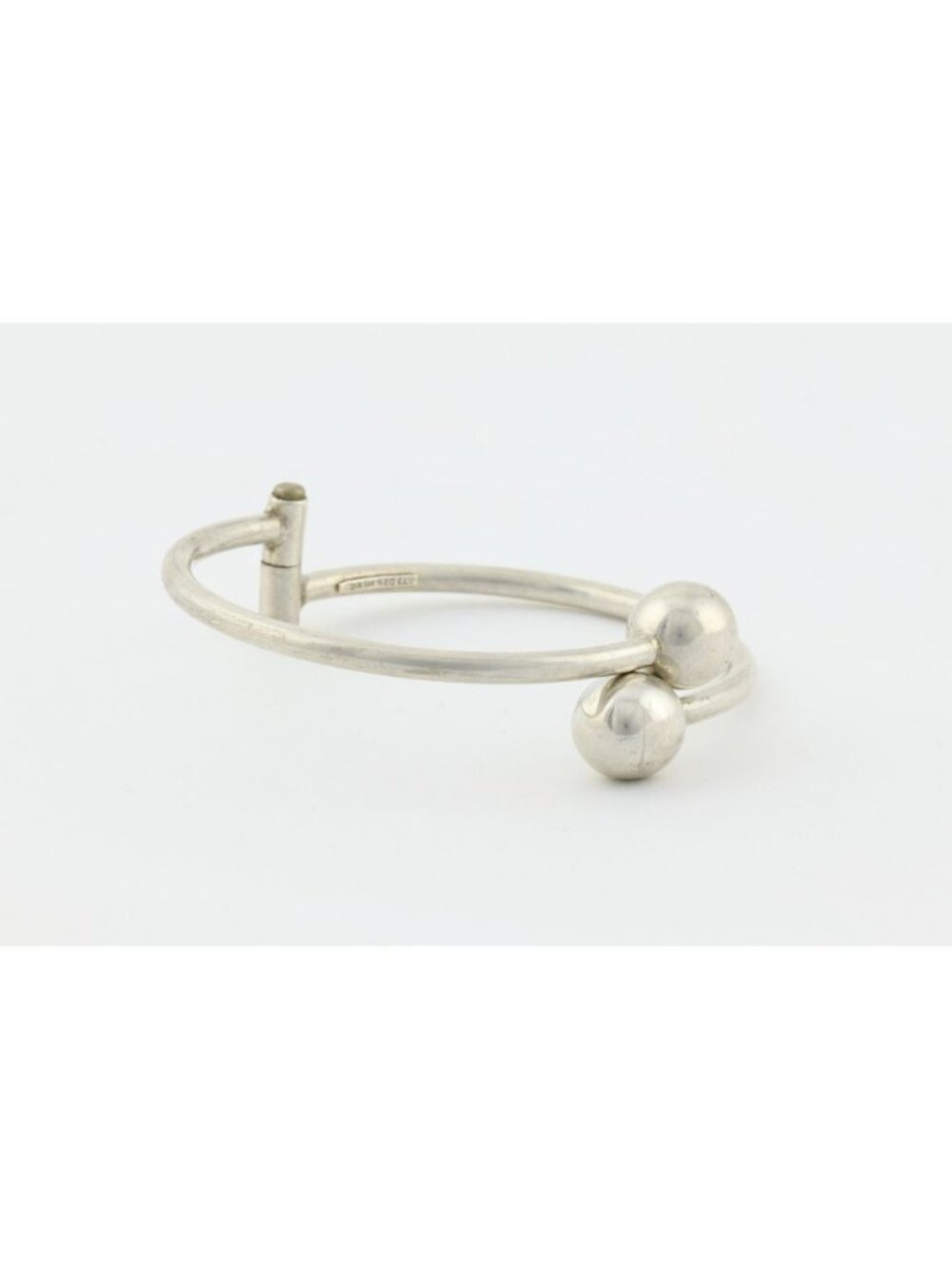 Sterling Silver Ball Bead Cuff Bangle Bracelet Opens 7" inch - Picture 3 of 7